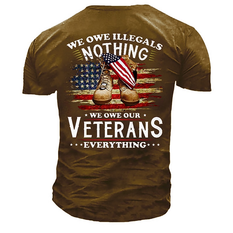 Veterans Day Men's Patriot Patriotic Veteran Unisex Graphic Prints Shoe National Flag T shirt Slogan T Shirts Retro Shirts Short Sleeve T shirt 3D Print Crew Neck Shirt Sports Designer Casual3