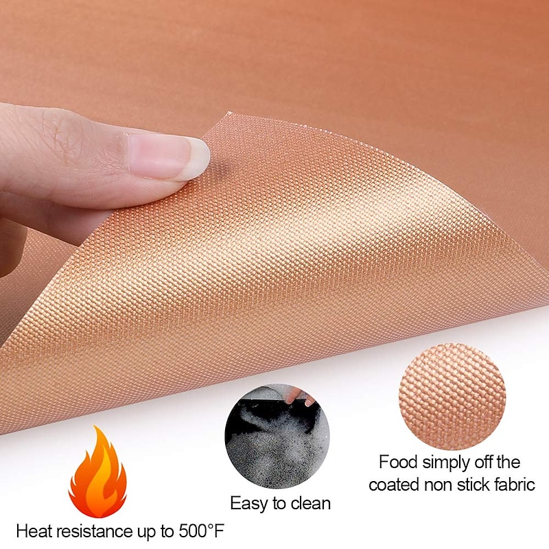 Set of 4 Non-stick Reusable Teflon Sheets Barbecue BBQ Grill Mats for Out Door Grilling2