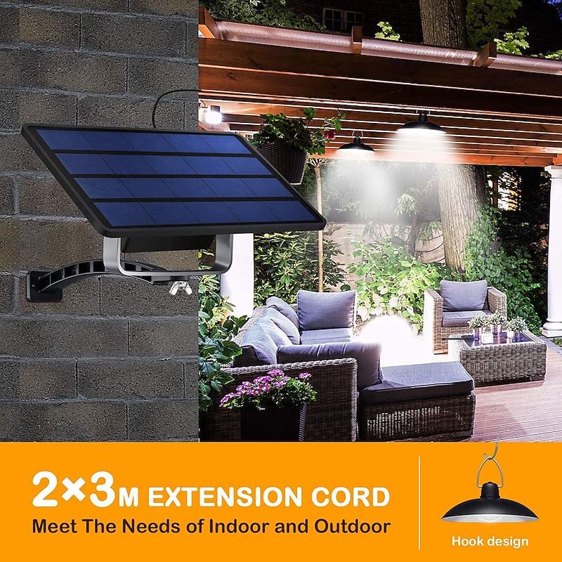 Solar Pendant Light Outdoor IP65 Waterproof 2 Head Indoor Solar Lamp with Cable Remote Controller for Courtyard Garden Indoor Lawn Landscape4