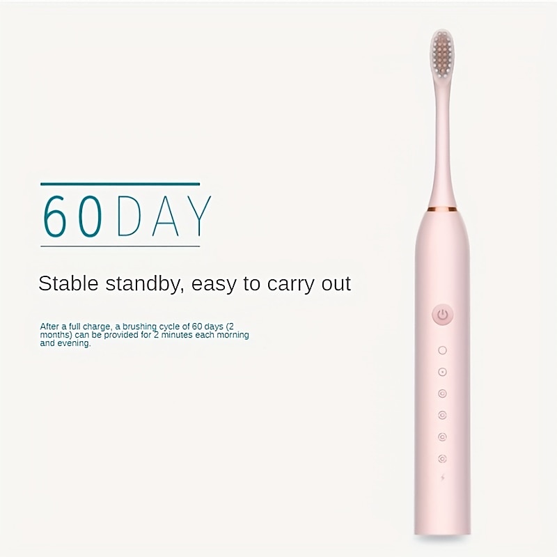 Sonic Electric Toothbrush For Adults - Electric Rechargeable Toothbrush With 4 Brush Heads, 3 Hours Fast Charge For 60 Days, 6 Modes IPX7 Waterproof, 2 Mins Smart Timer Rechargeable Toothbrush3