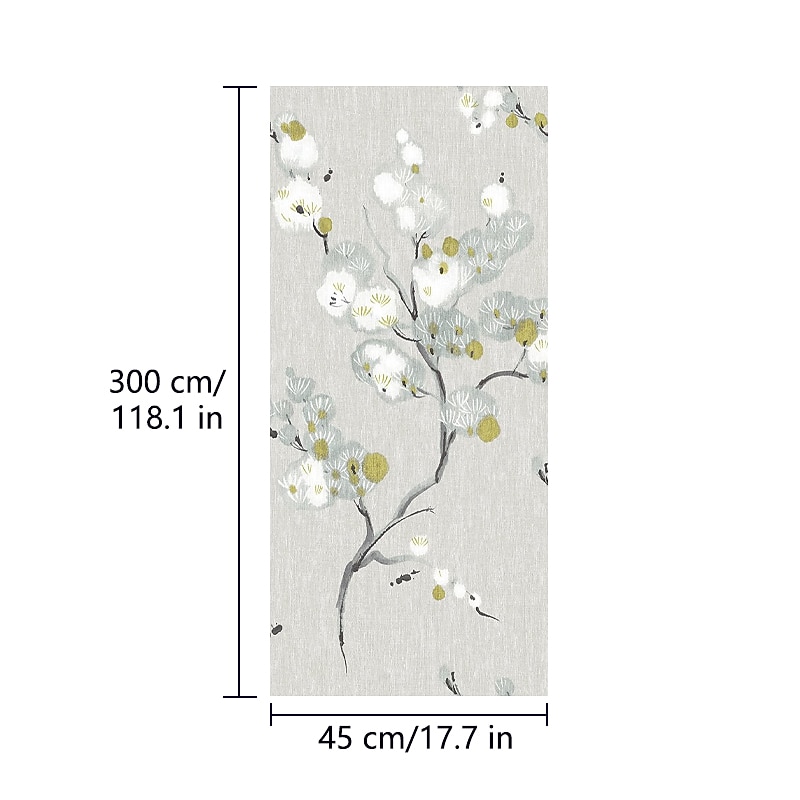 Floral Plants Wallpaper Peel and Stick Wall Sticker Removable Pvc/Vinyl Self Adhesive 17.7''x118'' (45cmx300cm)2