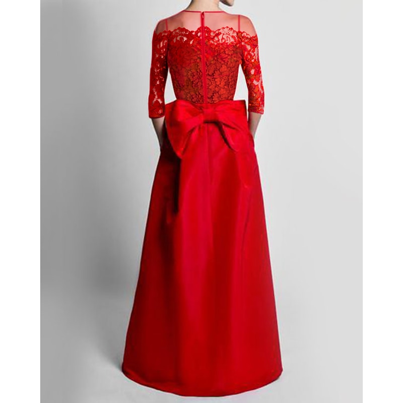 Jumpsuits Evening Gown Elegant Dress Wedding Guest Wedding Party Floor Length 3/4 Length Sleeve Off Shoulder Pocket Stretch Fabric with Embroidery2