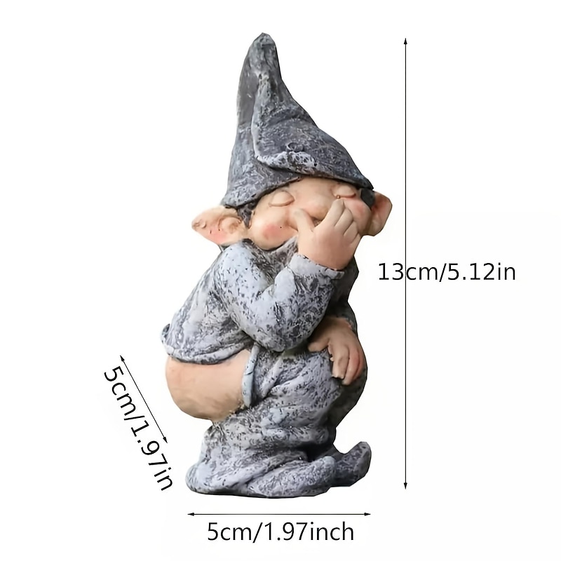 1pc Garden Gnome Outdoor Statue, Naughty Knome Figurine Lawn Ornament Dwarf Sculpture Patio Yard Decor Landscape Porch Decoration Outside Gifts3