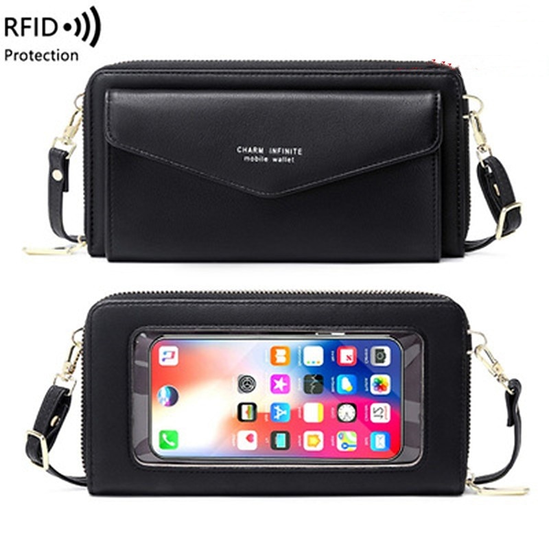 RFID Women Touch Screen Phone Bag Multifunction Purse Card Holder Phone Pocket Small Crossbody  for Ladies4