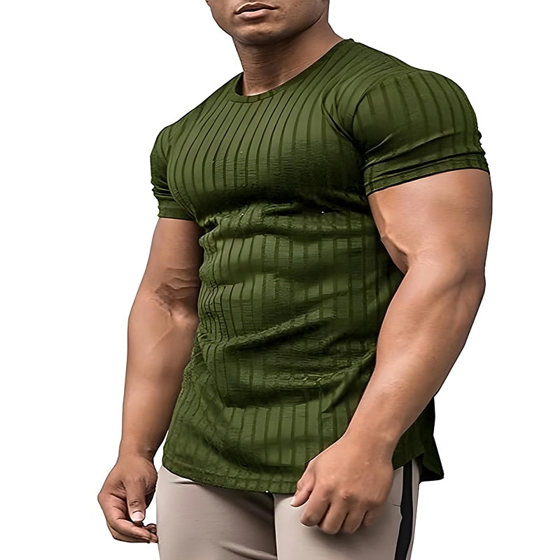 Men's T Shirt Cool Shirt Short Sleeves Crew Neck Summer Striped Designer Basic Modern Contemporary Vacation Street Going out Black White Wine Top Tee for Men2