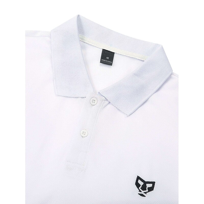 Men's Golf Shirt Polo Work Business Polo Collar Classic Short Sleeve Basic Tiger Solid / Plain Color Embroidery Button Front Summer Spring & Summer White Golf Shirt3