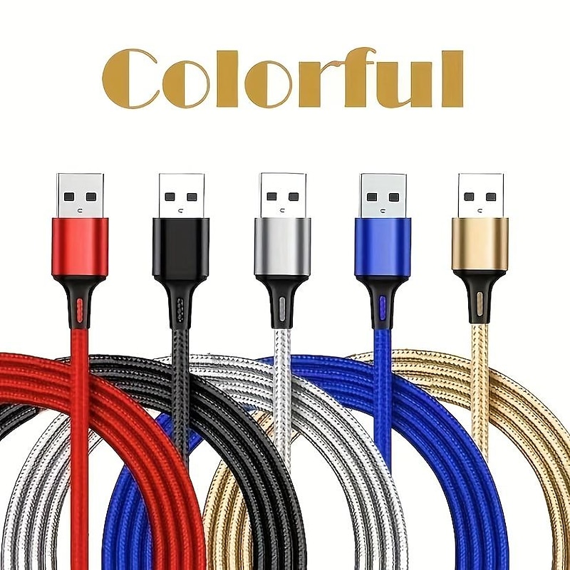 3 In 1 Cables ,Phone Charger Cord A/C To Phone +Type C+Micro Nylon Braided Sync Adapter For Android/Phone/Tablets , 3D Alloy +TPE Connector, Bold Copper Core 47.24 inch/ 3.94ft2
