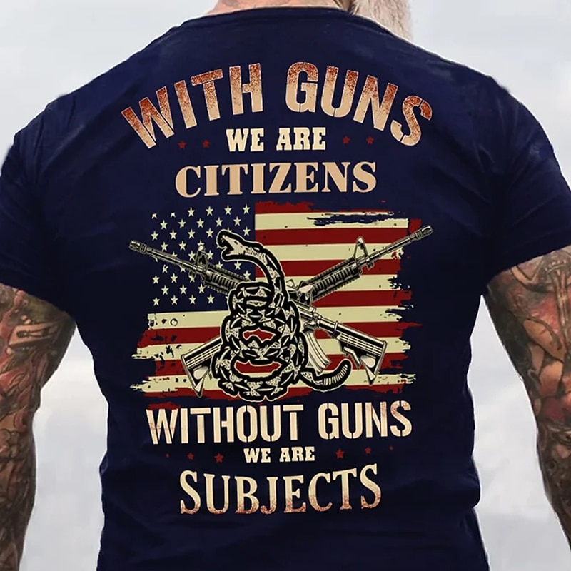 Veterans Day Men's Patriot Patriotic Veteran Flag Letter Graphic Prints T shirt Graphic Tee Cotton Short Sleeves Graphic Shirt Black Navy Blue Dark Gray Comfortable Tee Street Vacation Fashion2