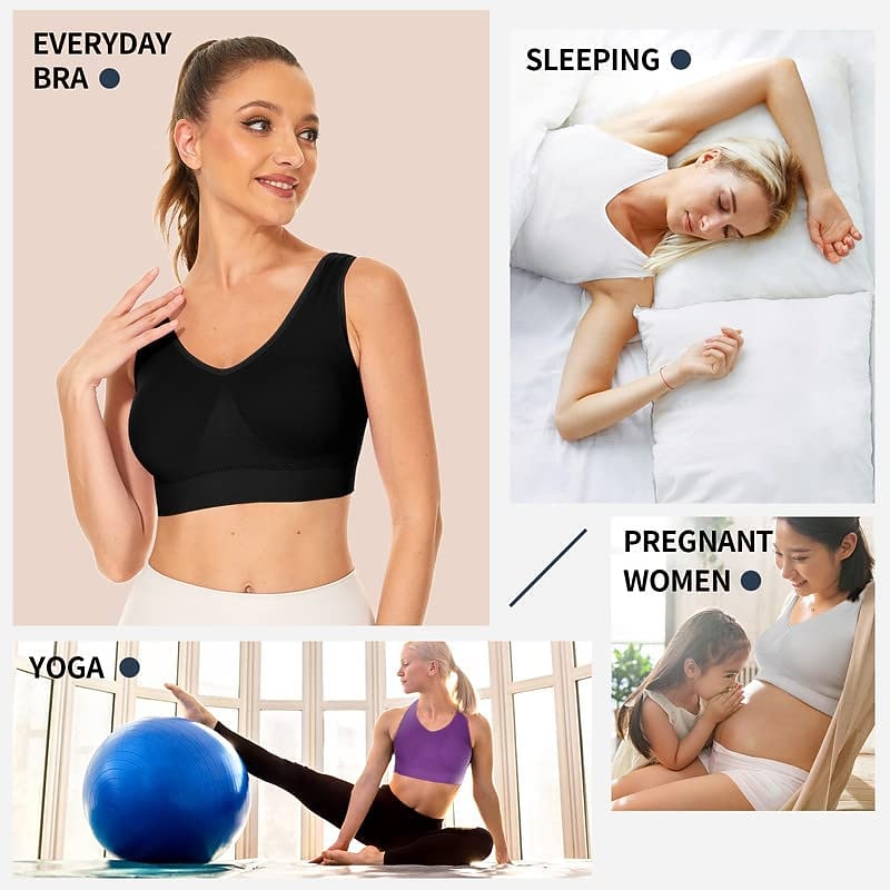 2 Pack Underwear Women's Plus Size Deep U Comfortable Beauty Back Yoga Vest with Pads No Steel Ring Gathered Shock-proof Sports Bra Home Outfits2