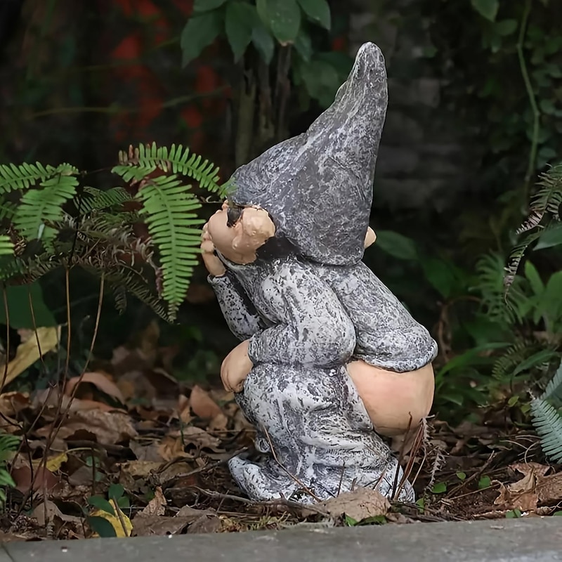 1pc Garden Gnome Outdoor Statue, Naughty Knome Figurine Lawn Ornament Dwarf Sculpture Patio Yard Decor Landscape Porch Decoration Outside Gifts4