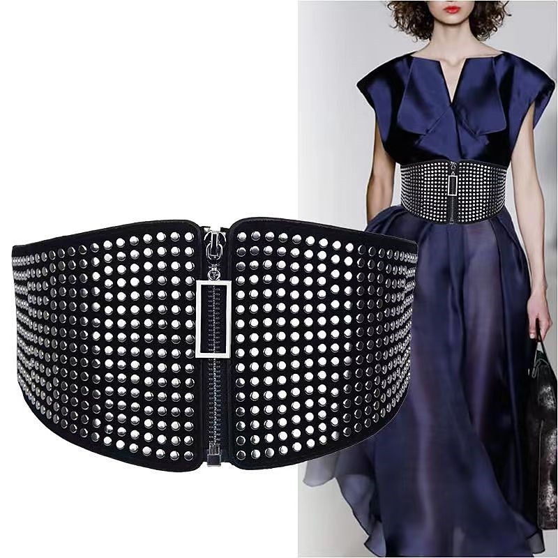 Women's Belt PU Black Wide Belt Street Prom Round Dots