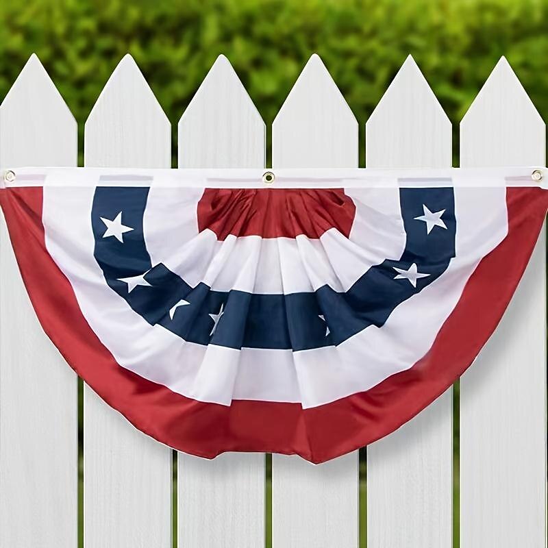 USA Patriotic Pleated Fan Flags,4th of July Decorations Outdoor,Bunting Flag Banners,USA Flags Pleated Fan Flag,Patriotic Bunting For Outside,Red White And Blue Buntings Decorations