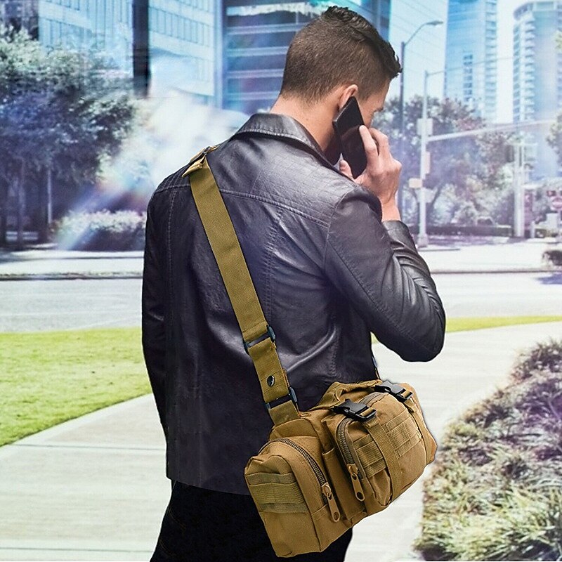 Fanny Pack Waist Bag / Waist pack Hiking Sling Backpack Wearable Multifunctional Lightweight Durable Breathable Outdoor Fishing Hiking Climbing Military Oxford Cloth Black Army Green Khaki3