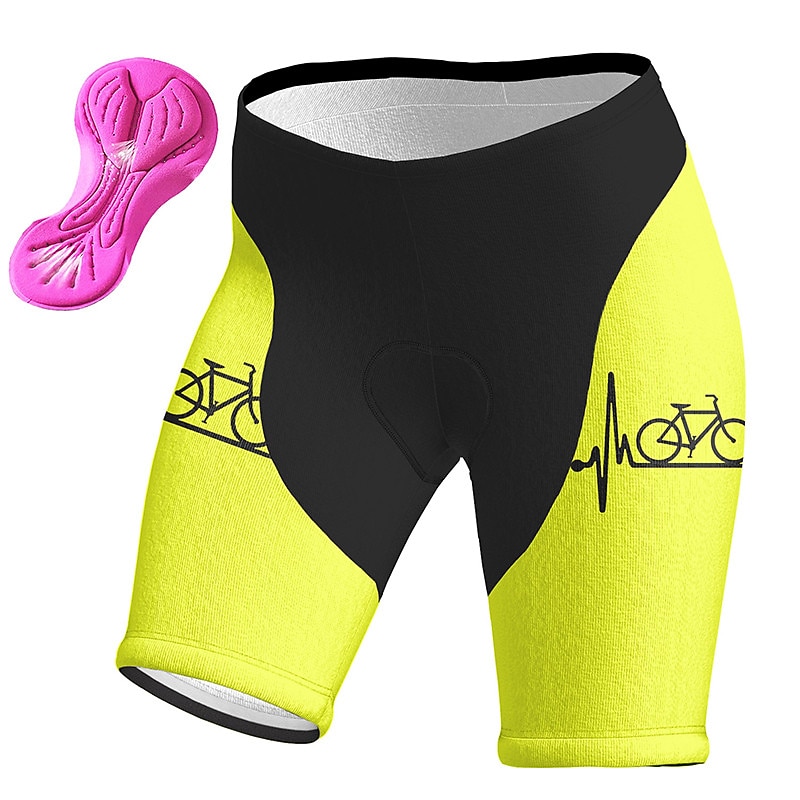 Women's Graphic Cycling Shorts Bike Padded Shorts / Chamois Bottoms Mountain Bike MTB Road Bike Cycling Sports 3D Pad Cycling Quick Dry Moisture Wicking Yellow Red Spandex Clothing Apparel Bike Wear