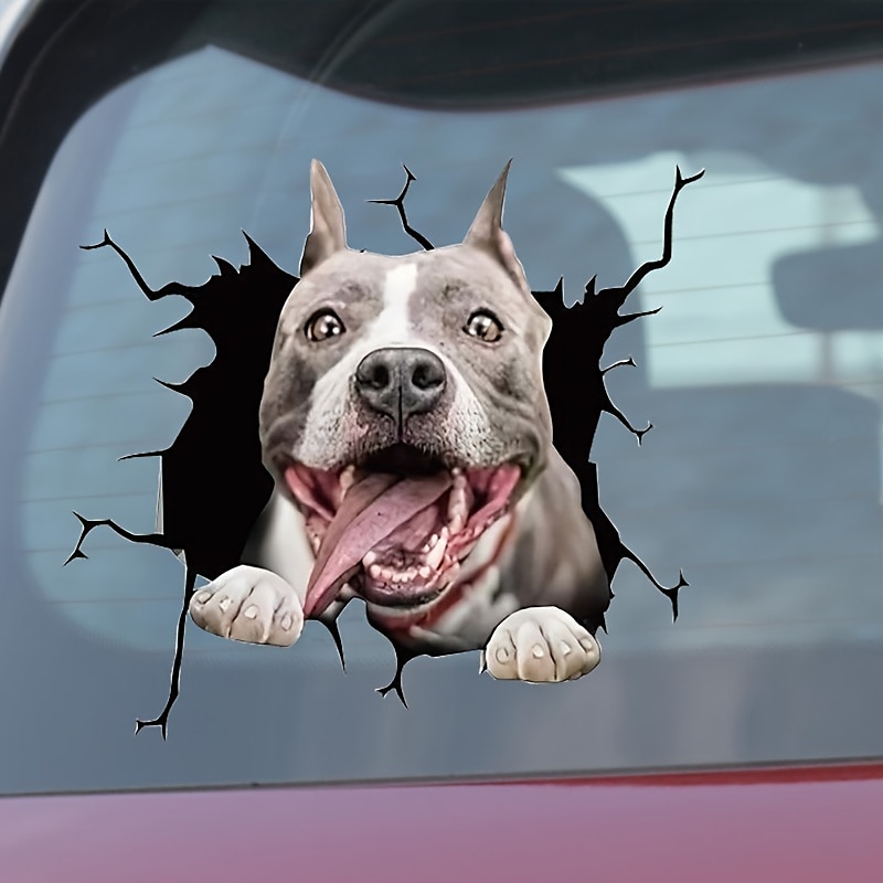 3D Car Stickers Auto Rear Window Puppy Broken Window Stickers French Bulldog Car Stickers Vinyl Decals2