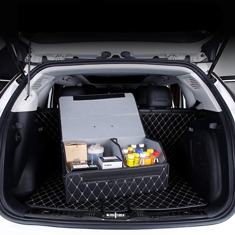 Car Trunk Organizer Box Large Capacity Auto Multiuse Tools Storage Bag Stowing Tidying Leather Folding For Emergency Storage Box