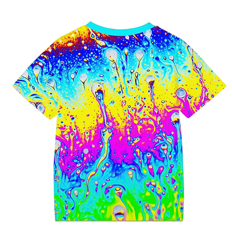 Rainbow Colorful Multi-ink Kids Short Sleeve T-shirt Fashion 3d Printed Colorful Shirts For Boys And Girls3