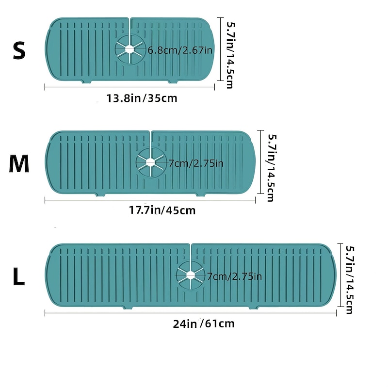 1pc Silicone Faucet Mat &amp; Splash Guard, (Upgraded Design) Faucet Handle Water Drip Catcher Tray And Splash Guard, BPA Free Kitchenguard Sink Gadgets2