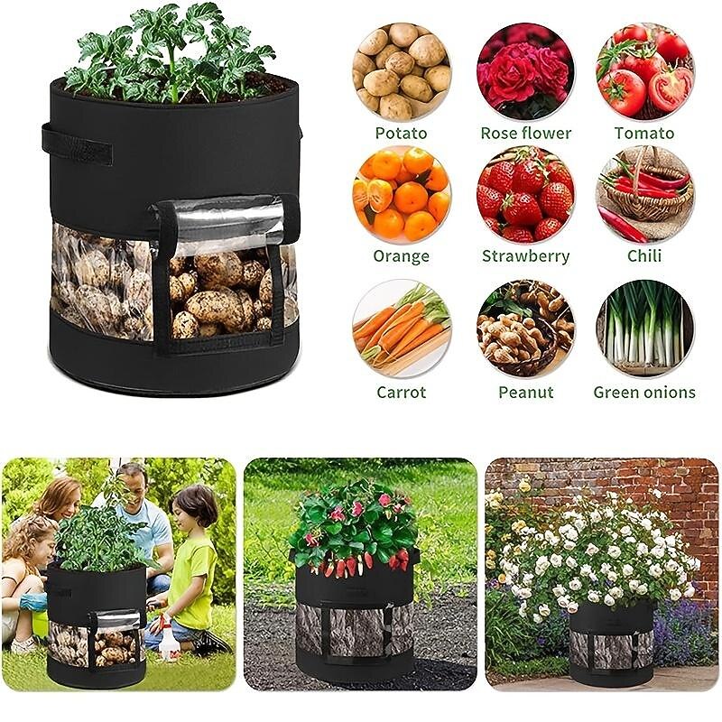 1pc Potato Grow Bag Vegetable Onion Home Garden Plant Bag With Handle PU Thickened Garden Carrot Taro Peanut Growing Bag Potato Pot3