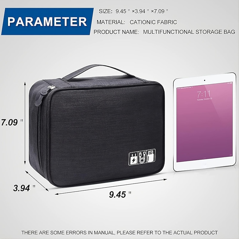 Electronics Organizer, Travel Universal Cable Organizer Bag, Waterproof Electronics Accessories Storage Cases,Charger, Phone, USB, SD Card, Hard Drives, Power Bank, Cords 9.45*7.09*3.94Inch2