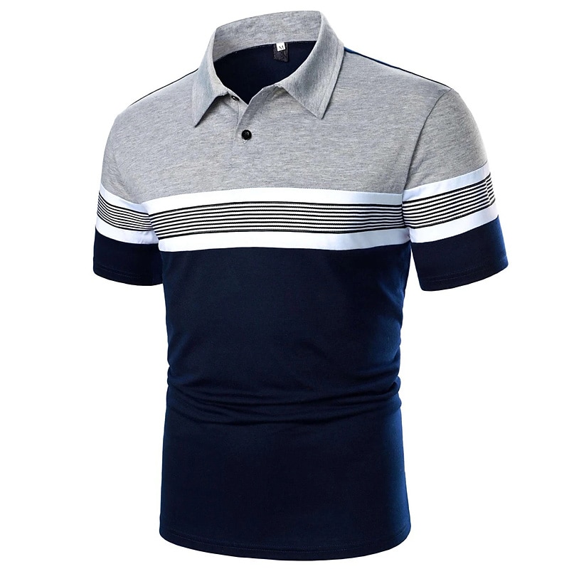 Men's Polo Shirt Golf Shirt Street Casual Classic Short Sleeve Fashion Basic Color Block Button Summer Regular Fit Fire Red Black White Dark Navy Orange Polo Shirt3