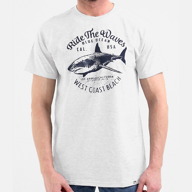 Men's Plus Size Big Tall T shirt Tee Tee Crewneck Black White Navy Blue Short Sleeves Outdoor Going out Print Letter Fish Clothing Apparel Cotton Blend Streetwear Stylish Casual3