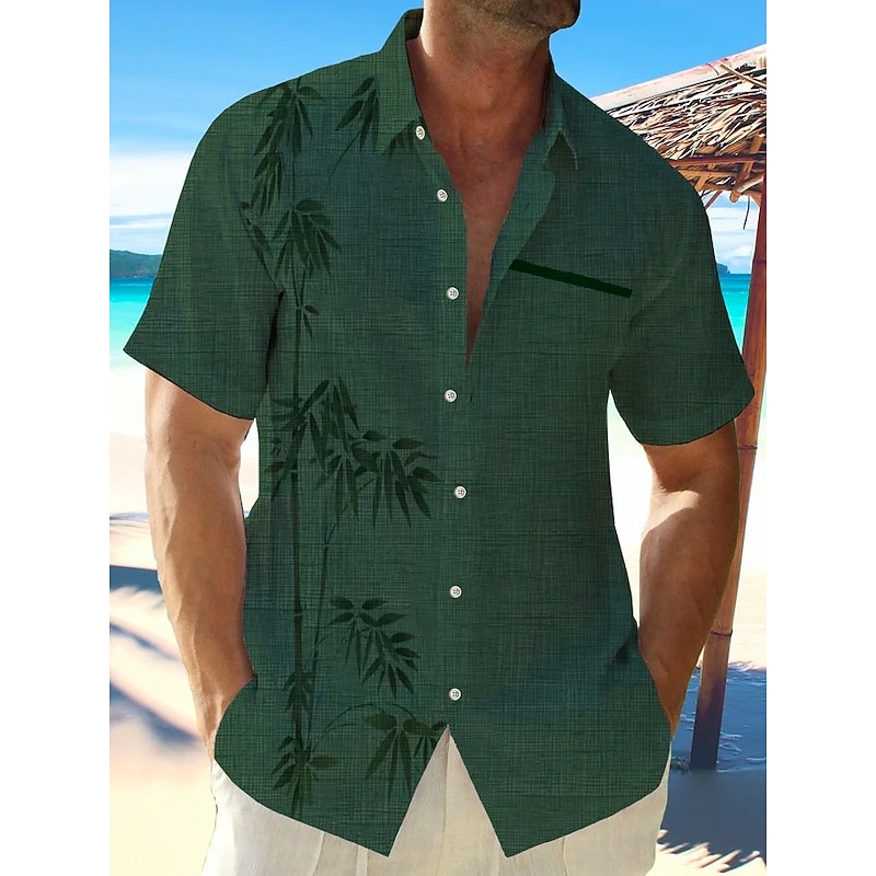 Men's Geometry Shirt Button Up Shirt Short Sleeve Sports Fashion Streetwear Vacation Casual Daily Summer Spring Turndown Print Button-Down White Pink White / Crystal Green Blue+Blue2