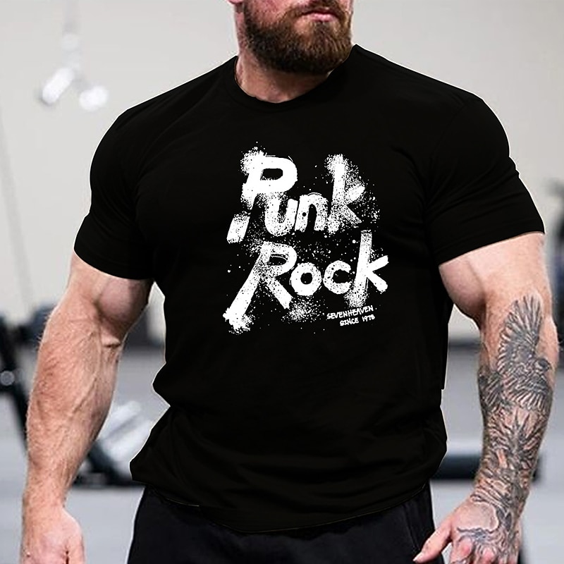 Men's Plus Size Big Tall T shirt Tee Tee Crewneck Black Blue Army Green Short Sleeves Outdoor Going out Print Letter Clothing Apparel Cotton Blend Streetwear Stylish Casual2