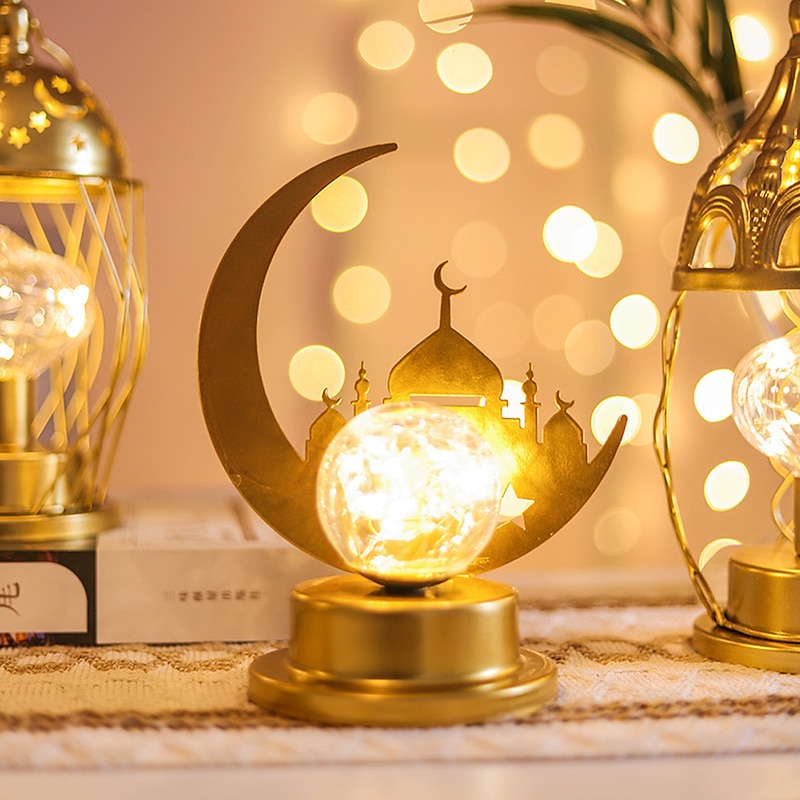 Eid Mubarak Decorative Lamp Holiday Lighting Muslim Ramadan Festival LED Castle Moon Night Light Home Wall Bedroom Decoration2