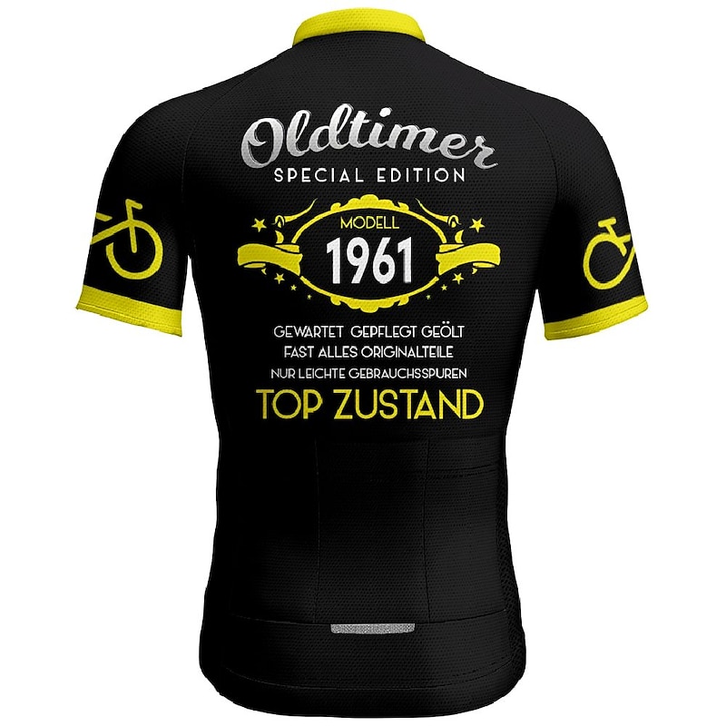 21Grams Men's Cycling Jersey Short Sleeve Bike Top with 3 Rear Pockets Mountain Bike MTB Road Bike Cycling Breathable Moisture Wicking Reflective Strips Back Pocket Violet Yellow Red polychrome Gradie2