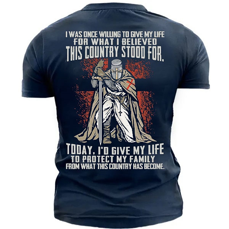 Men's Graphic Knights Templar T Shirt Tee Short Sleeve T shirt 3D Print Crew Neck Shirt Vintage Fashion Designer Outdoor Casual Daily Black Navy Blue Khaki Spring & Summer Clothing Apparel S M L XL4