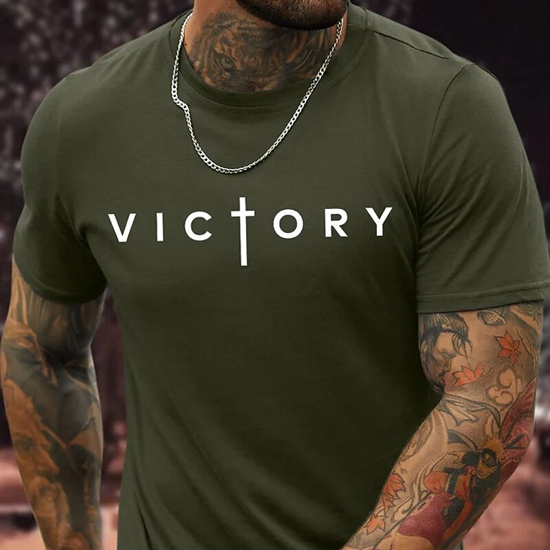 Men's Inspirational Victory Cross Graphic Short Sleeve T-Shirt4