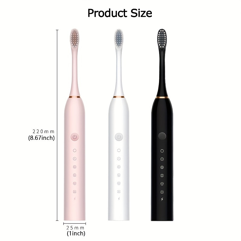 Sonic Electric Toothbrush For Adults - Electric Rechargeable Toothbrush With 4 Brush Heads, 3 Hours Fast Charge For 60 Days, 6 Modes IPX7 Waterproof, 2 Mins Smart Timer Rechargeable Toothbrush4