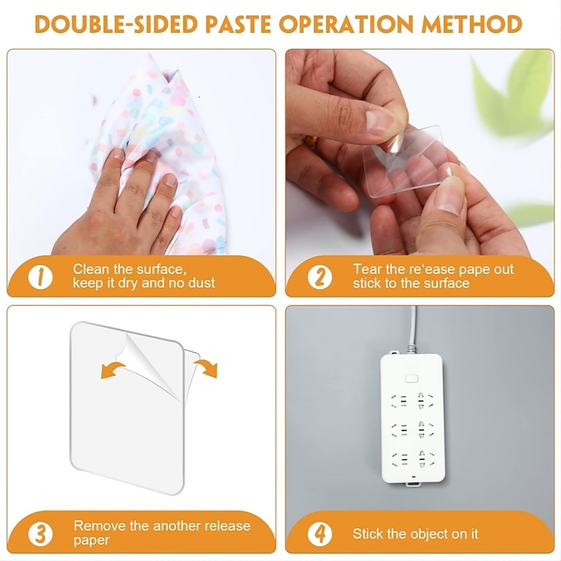 50pcs Strong Adhesive Double Sided Tape Heavy Duty ,Traceless Transparent Tape Removable Strips Sticky Nano Tape,Household, Carpet,Nano Double Sided Tape Picture Hanging Strip, Back to School Gift4