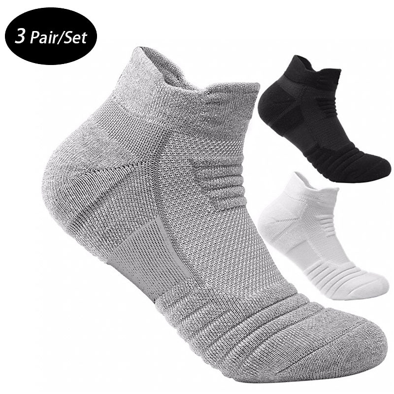 Men's 3 Pairs Socks Ankle Socks Sport Socks / Athletic Socks Low Cut Socks Black White Color Plain Outdoor Daily Wear Vacation Thin Spring & Summer Fashion Sport