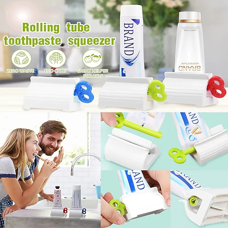 3pcs Rolling Toothpaste Squeezer Tube Squeezer Toothpaste Dispenser Holder Dental Cream Bathroom Manual Syringe Dispenser2