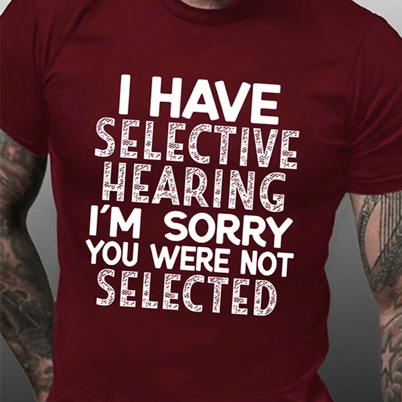 Men's Slogan T Shirt Casual Style Cotton Short Sleeve Graphic Shirt Blue-Green Black Wine Comfortable Tee Vacation Holiday Fashion Designer Clothing 5