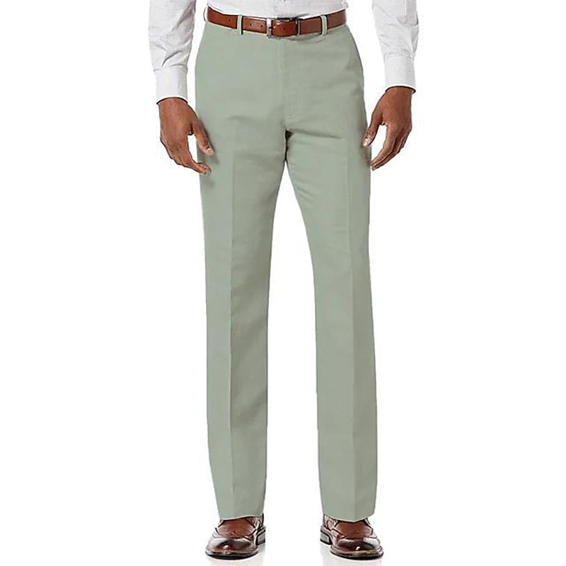 Men's Trousers Casual Pants Pocket Plain Comfort Breathable Outdoor Daily Going out Fashion Streetwear White Light Green4