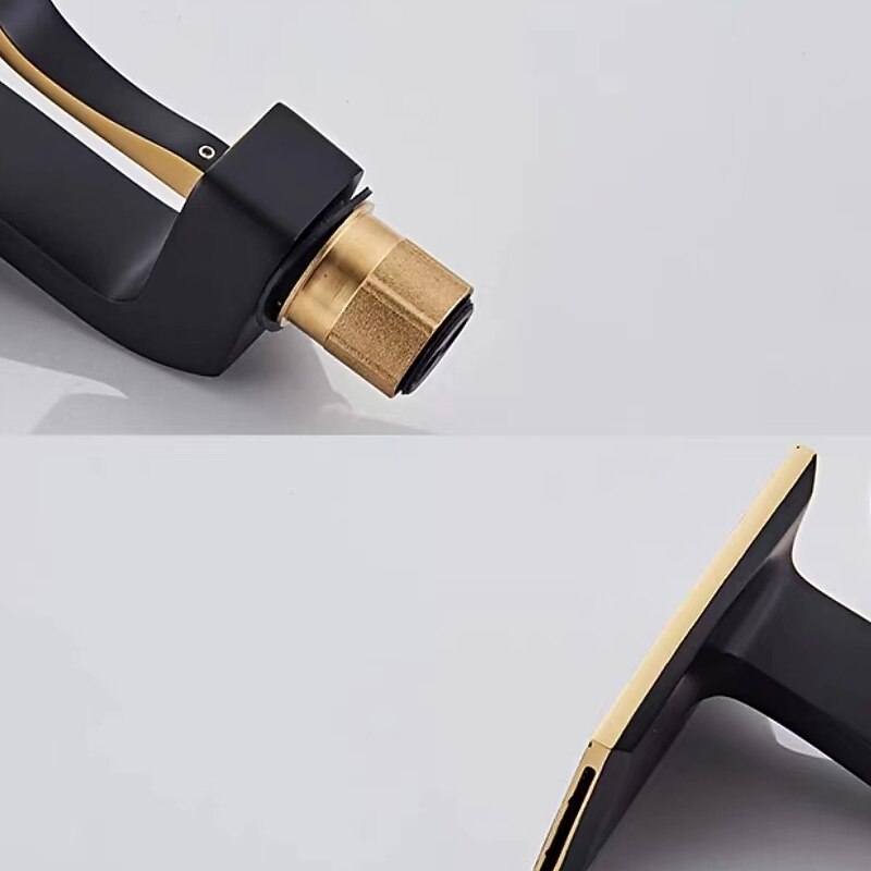 Waterfall Basin Sink Mixer Faucet, Brass Bathroom Taps Single Handle One Hole with Hot and Cold Hose Vessel Water Tap Deck Mounted4