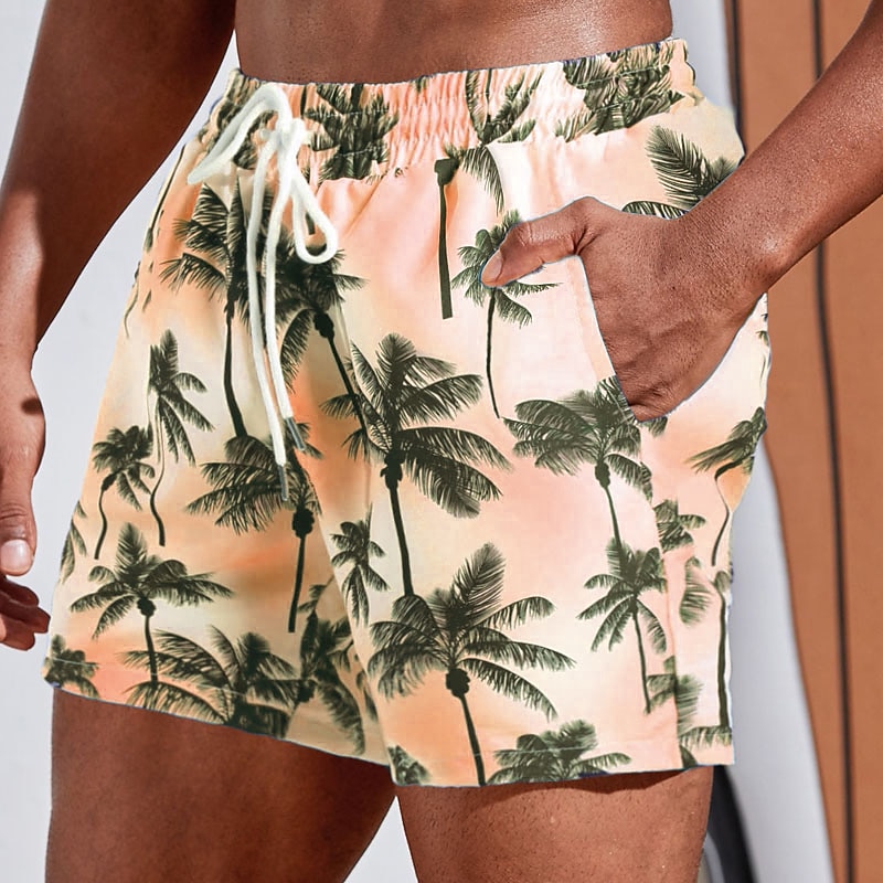 Men's Graphic Coconut Tree Swim Trunks Swim Shorts Board Shorts Mid Waist Streetwear Hawaiian Boho Casual Daily Holiday Drawstring with Mesh lining Elastic Waist Designer Clothing Apparel4