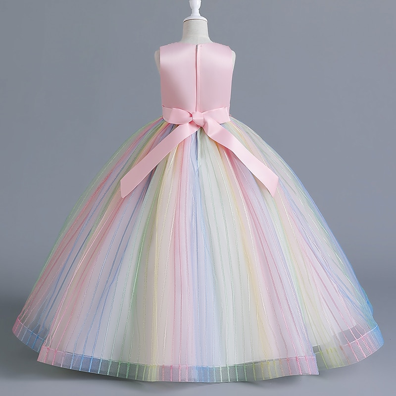 Kids Girls' Flower Girl Dress Party Dress Floral Sleeveless Wedding Party Special Occasion Mesh Zipper Adorable Sweet Cotton Polyester Maxi Party Dress Pink Princess Dress Summer Spring Fall 4-132