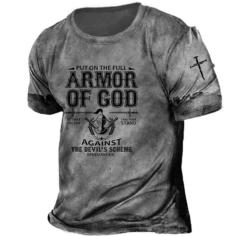 Men's Unisex Templar Cross Letter Graphic Prints T Shirt Distressed T Shirt Short Sleeve T shirt 3D Print Crew Neck Shirt Vintage Sports Designer Outdoor Street Daily Red Blue Brown Summer Clothing3