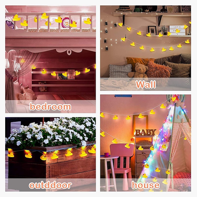 Cute Yellow Duck Sheep Hippo Animal Shaped LED Fairy String Lights 1.5M 10LEDs Indoor Outdoor Christmas Wedding Birthday Party Garden Children's Room Decoration4
