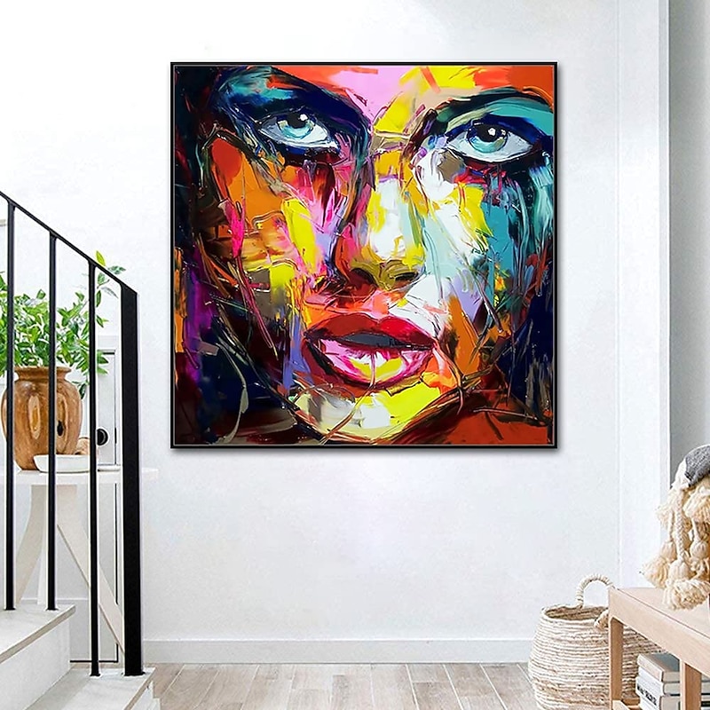 Large Size Original Oil Painting 100% Handmade Hand Painted Wall Art On Canvas Colorful Beauty Woman Face Abstract Modern Home Decoration Decor Rolled Canvas No Frame Unstretched4