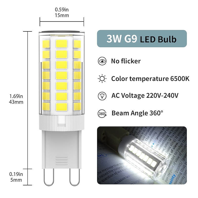 6pcs 3 W LED Candle Lights LED Corn Lights 400 lm G9 T 45 LED Beads SMD 2835 110-130 V 200-240 V3