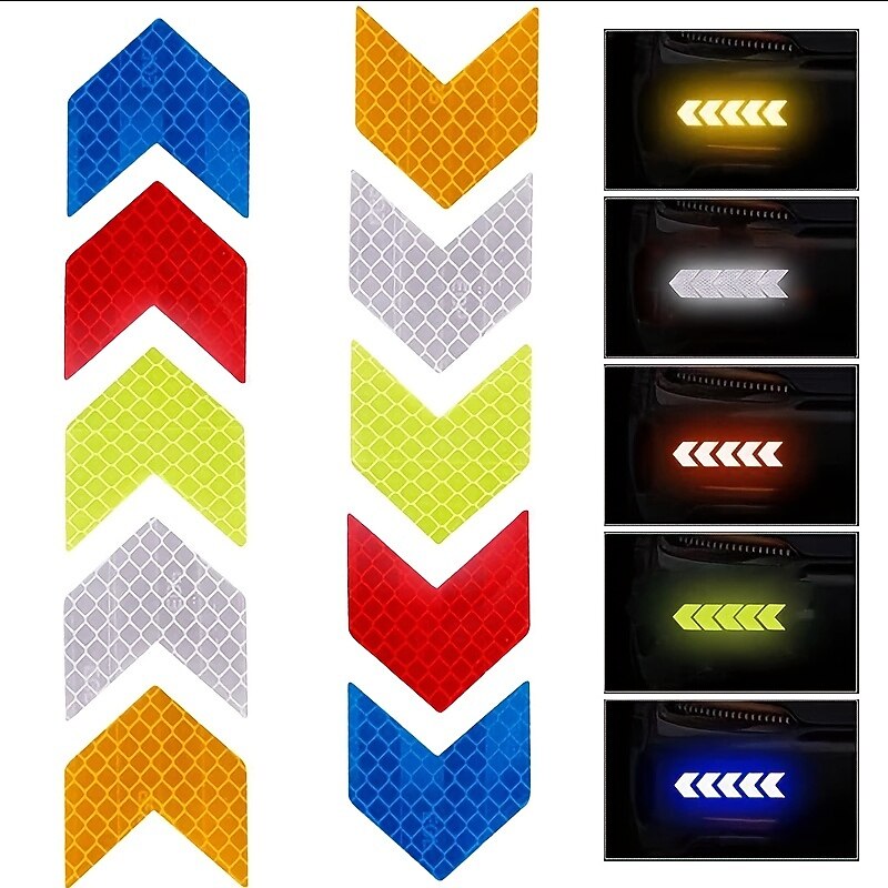 10pcs/set Car Auto Assorted Colors Sticker Self Adhesive Reflective Arrow Sign Tape4