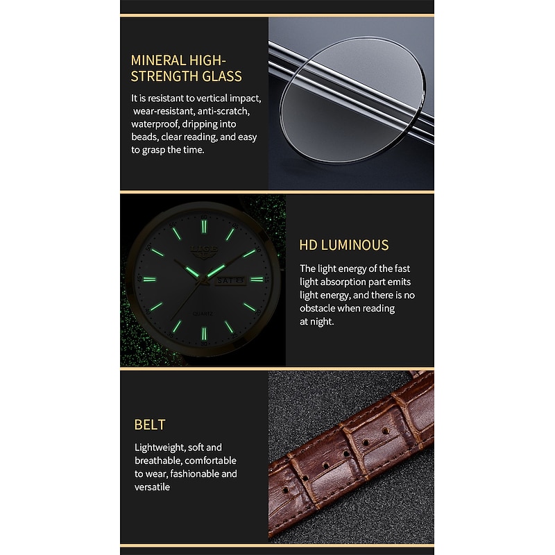 Men Quartz Watch Luxury Business Wristwatch Analog Luminous Calendar Date Week Waterproof PU Leather Watch2