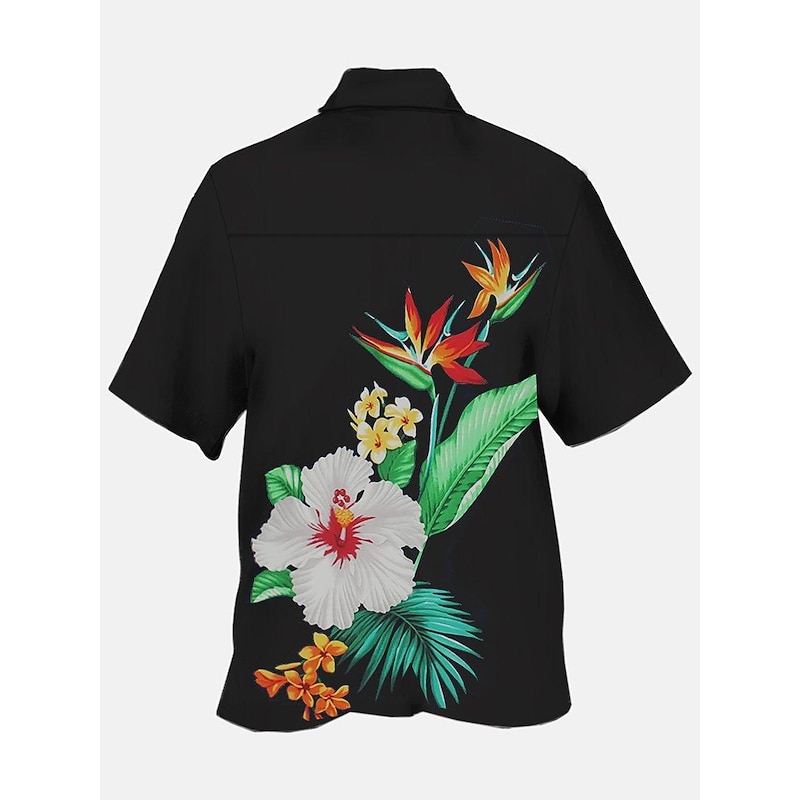 Men's Floral Shirt Short Sleeve Sports Fashion Streetwear Casual Holiday Beach Summer Spring Cuban Collar Print Button-Down Black Light Green Black / Brown Red Green3