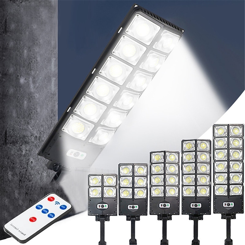 Solar Street Lights Outdoor Waterproof  High Brightness Dusk to Dawn LED Lamp with Motion Sensor Remote Control for Garden Patio Porch Garage