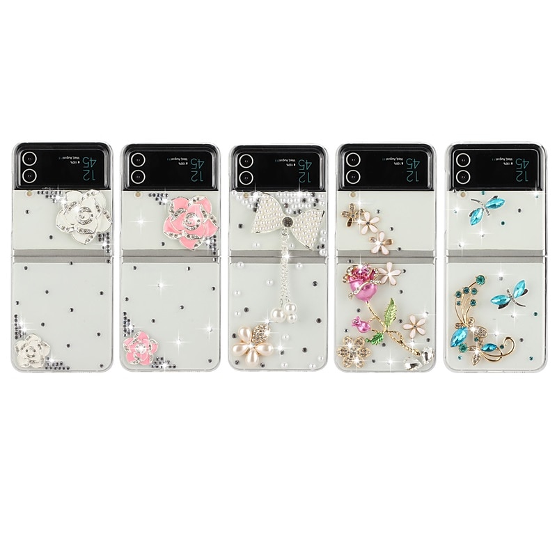 Phone Case For Samsung Galaxy Z Flip 7 Z Flip 6 Z Flip 5 Z Flip 4 Z Flip 3 Flip Flip Bling Rhinestone Crystal Diamond PC2